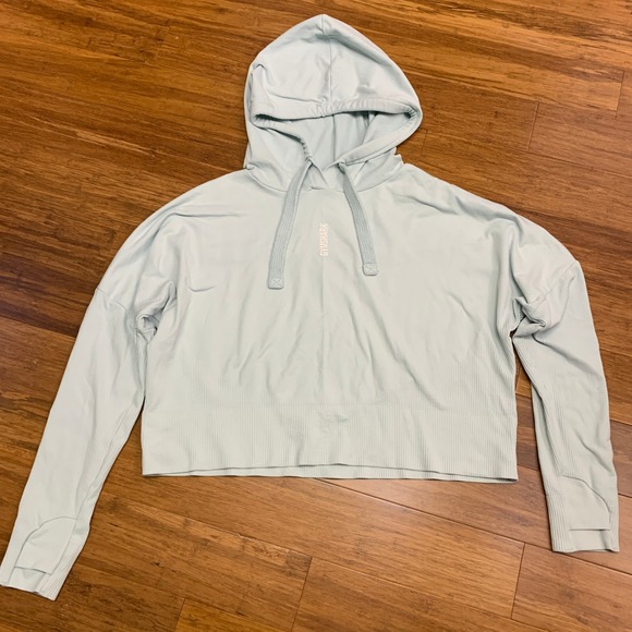 Gymshark Tops - Gymshark Hoodie Womens Medium Cropped Thumb Hole Athletic Pullover Activewear‎